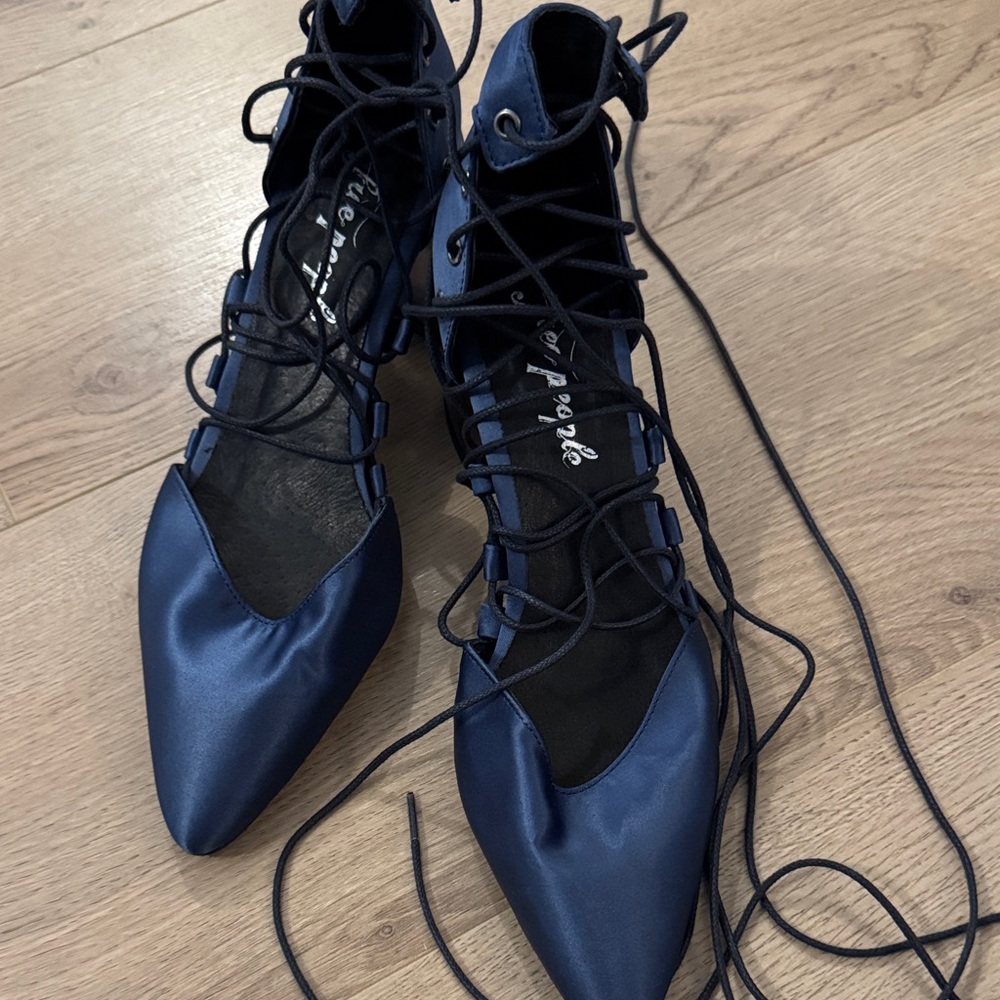 Free People Midnight Blue Lace-Up Boots